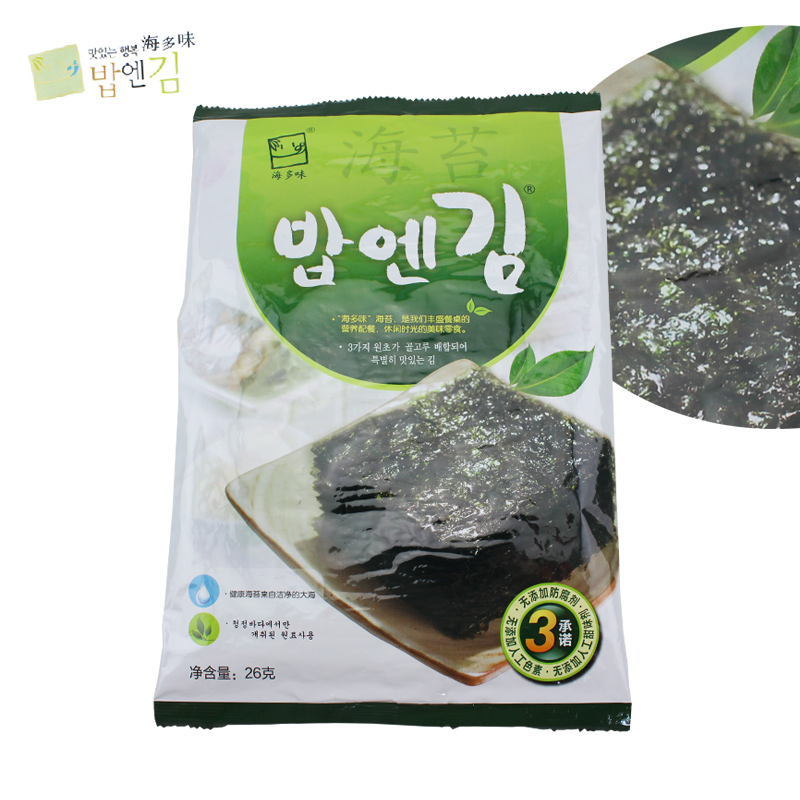 包邮 海多味烤海苔 调味即食整片海苔 直接卷饭吃26g*5包全张海苔在类目 零食/坚果/特产, 鱿鱼丝/鱼干/海味即食, 海苔系列中 - 来自Buy2taobao.com提供专业的淘宝代购服务