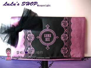 Anna sui 安娜苏2011圣诞紫色魔幻蝴蝶结蔷薇花晚宴包化妆包