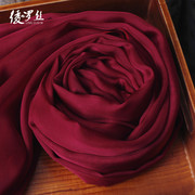 今年真丝围巾枣红色桑蚕丝巾，韩版长款纱巾，披肩秋冬款女酒红色