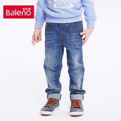 Baleno/班尼路童装 时尚帅气男童猫须水洗牛仔裤 儿童中大童裤子