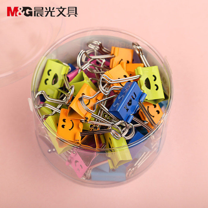 包邮晨光文具 微笑系类长尾夹 票据 燕尾夹 笑脸长尾夹 彩色夹子