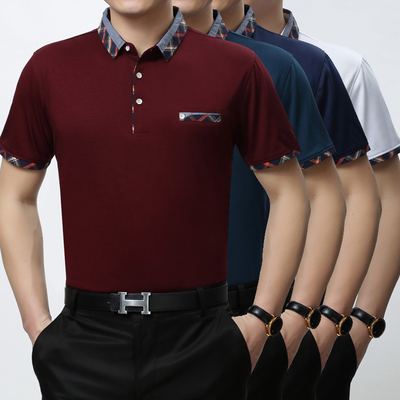 标题优化:七匹狼中年男士短袖T恤棉2015夏装新款休闲POLO衫商务男装正品t恤