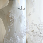 象牙白银线刺绣蕾丝，花边服装辅料b5婚纱礼服蕾丝，贴花补丁材料
