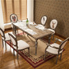 欧式美式餐桌组合实木，桌子复古做旧拉丝松木餐桌，法式餐厅简长方桌