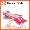 韩国原单 粉白色星星图案双层双面短款 窄版细毛线围巾围脖