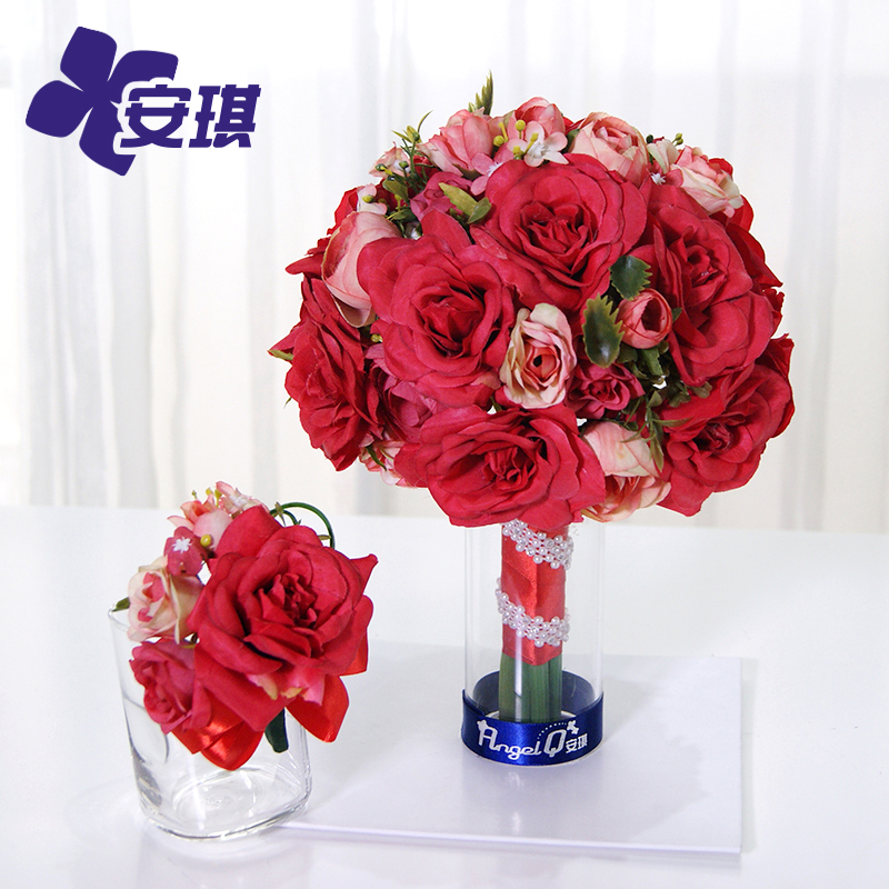 2019安琪结婚礼新娘手捧花球大红/桃粉可选仿真进口花材定制胸花在类目 鲜花速递/花卉仿真/绿植园艺, 婚礼鲜花布置, 新娘手捧花中 - 来自Buy2taobao.com提供专业的淘宝代购服务