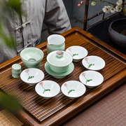 景德镇陶瓷茶具功夫套装，手绘茶杯盖碗茶壶，家用简约整套茶台礼盒装