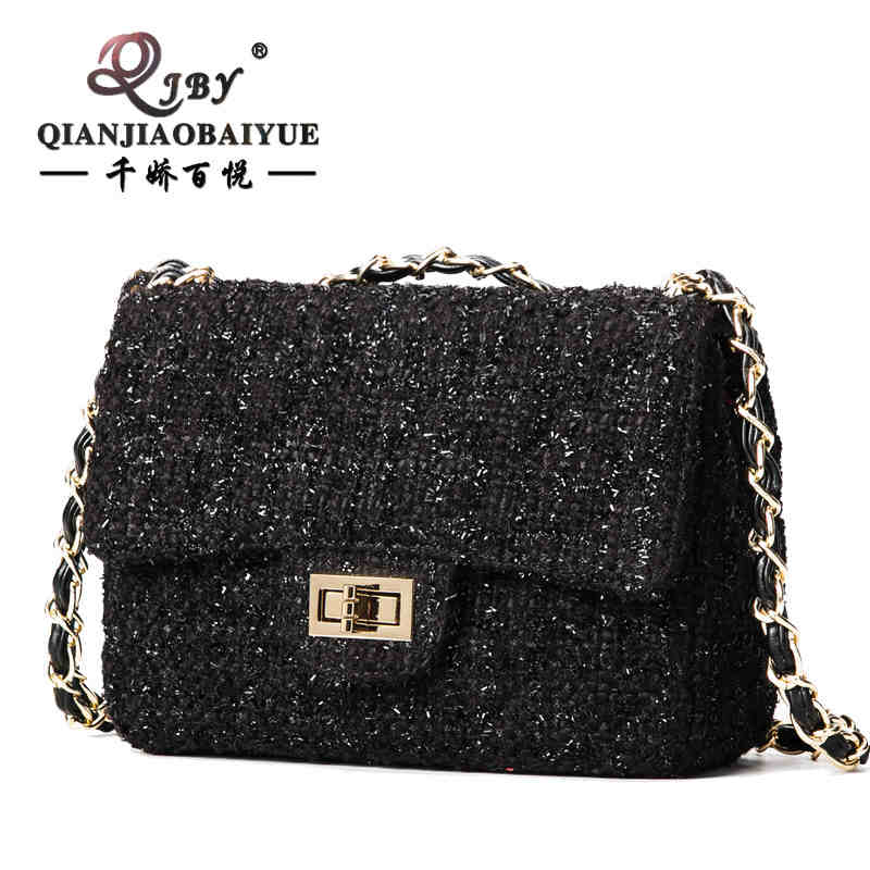 呢子女包迷你小包包时尚丝绒几何菱格包小香风