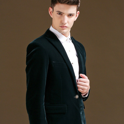 2015春秋新款 男士金丝绒小西服 男韩版修身平绒休闲西装外套 潮