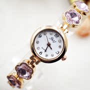 韩国时尚手链满钻银色时装表休闲水钻女表满天星镶钻珍珠圆形手表