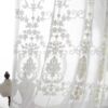 高档白色绣花棉麻窗纱，欧式卧室成品亚麻刺绣窗帘，布料定制棉麻纱帘