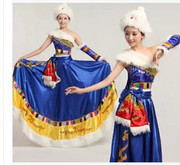 藏族舞蹈表演服装哈萨克族回族演出服民族服装女款大摆裙