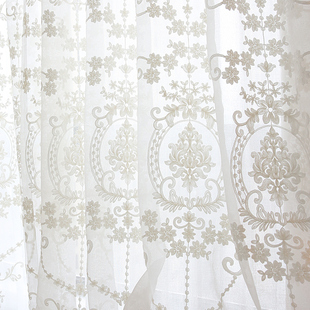 欧式现代窗纱白色蕾丝窗帘，纱帘布料短窗帘成品卧室客厅飘窗阳台纱