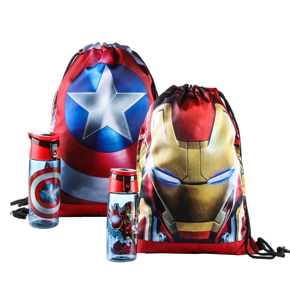 Avengers 3 Captain America Iron Man Travel Water cup Drawstring bag Sports suit Drinks glass knapsackin the 3C Digital Accessories, Digital peripheral , Music Pillow category - from Buy2taobao.com to provide professional Taobao agent buy service