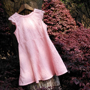 韩国客供 气质款女童短袖连衣裙宝宝浮雕立体玫瑰花裙子5128