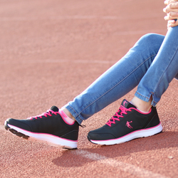 乔丹女鞋跑步鞋正品牌2015春季最新款女士运动鞋皮面黑色旅游鞋女