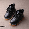 秋冬儿童马丁靴4男女童短靴黑色，皮鞋牛筋底皮靴，1-2-3岁小童棉靴单