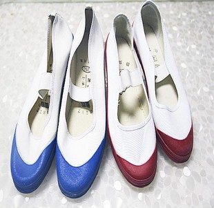 儿童运动会小白鞋白色帆布鞋男女童白球鞋(白球鞋)白运动鞋红边蓝边跳舞鞋