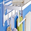 太空铝合金毛巾架浴室浴巾架，折叠带钩可免打孔卫生u间置物架