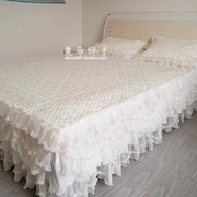 韩版现代唯美纯白色纱蕾丝绣花布艺床罩床裙 1.5m1.8m绗缝床品
