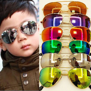 儿童炫彩太阳镜宝宝时尚反光镜韩国男女童个性，墨镜小孩眼睛蛤蟆镜