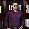尊信国际紫色艺绣方领衬衫酒红色休闲衬衣黑色型男衬衫藏青色衬衣