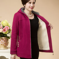 中老年女冬装加绒加厚保暖棉服中年女装羊羔毛