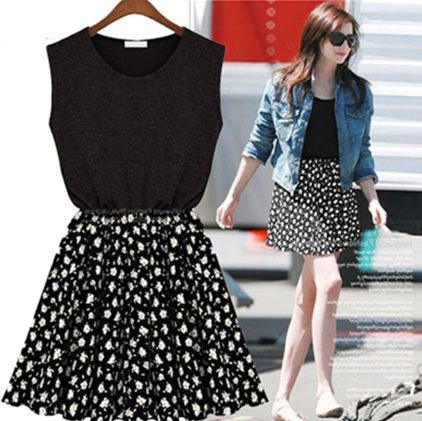 2014女装夏季 欧洲代购小碎花时尚清新背心潮