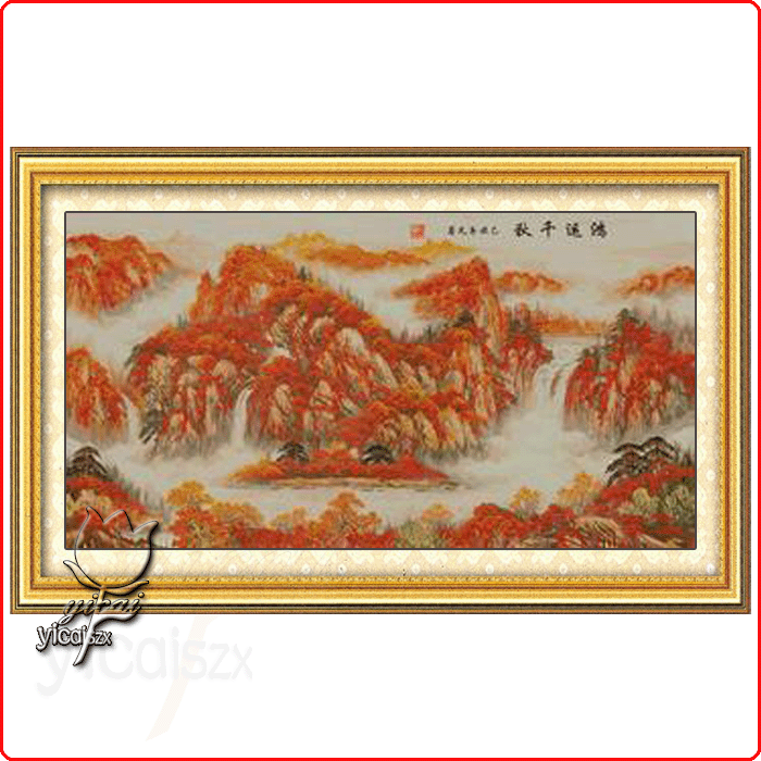 新款大幅 卡兰十字绣 套件 山水风景 混绣 鸿运千秋