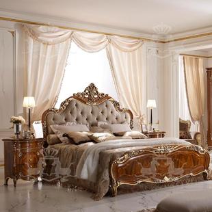 定制别墅法式双人床实木雕花家具彩绘婚床欧式公主床奢华型布艺床