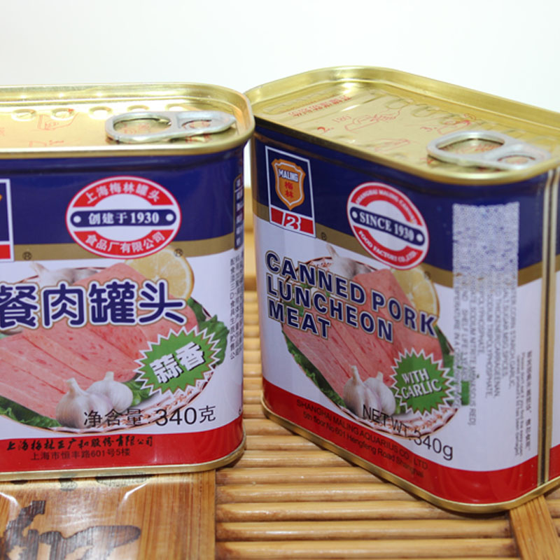 【满39元包邮】上海梅林午餐肉罐头340g即食大罐猪肉涮火锅零食品|ruв категории закуски/орехи/специальность, вяленое мясо/свинину, говядину/мясное закуски, свинина - от Buy2taobao.com для оказания профессиональной услуги покупки агента Taobao