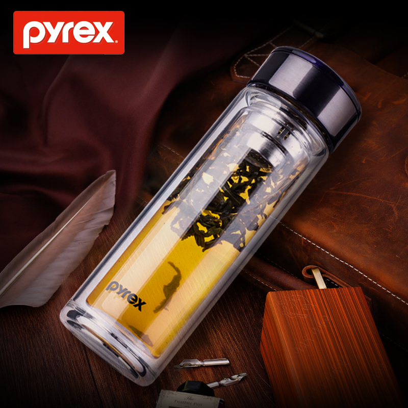 康宁pyrex B双层隔热透明耐高温水杯 男女过滤花茶杯子带盖便携在类目 餐饮具, 杯子/水杯/水壶, 玻璃杯中 - 来自Buy2taobao.com提供专业的淘宝代购服务