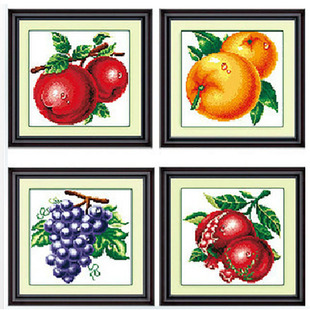 印花十字绣水果石榴，苹果橙子葡萄餐厅厨房，客厅餐厅十字绣