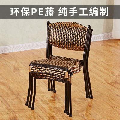 小藤条椅子靠背椅子手工编织藤条铁椅子藤椅喝茶椅休闲椅儿童餐椅