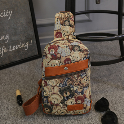 胸包单肩斜跨钱包卡通可爱女包帆布包韩版女包潮包胸挎包帆布