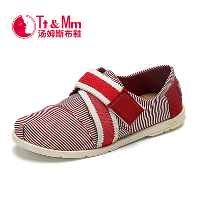 Tt&Mm/汤姆斯帆布鞋男女鞋学生平底休闲鞋低帮搭扣条纹布鞋情侣鞋