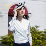 ad春季2020白色气质，修身长袖衬衫名媛，女装正装ol时尚衬衣上衣