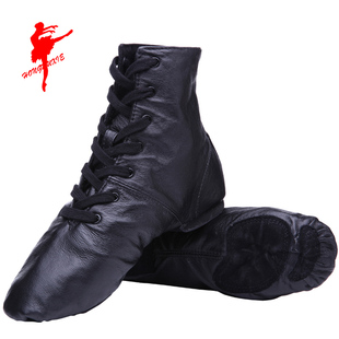 红舞鞋舞蹈鞋全皮爵士靴，现代爵士鞋体操鞋，软底练功鞋爵士舞鞋