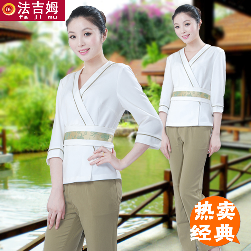 法吉姆春款美容师工作服女中袖弹力白色足浴桑拿按摩技师服MD16在类目 女装/女士精品, 套装/学生校服/工作制服, 职业女裙套装中 - 来自Buy2taobao.com提供专业的淘宝代购服务