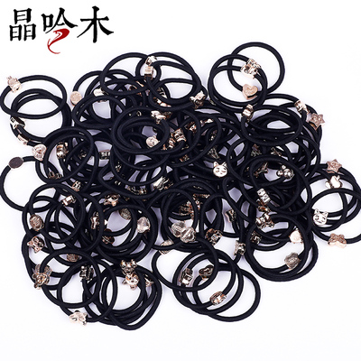 晶吟木韩版扎马尾发圈 头饰发绳发饰黑色扎头发头绳高弹力皮筋