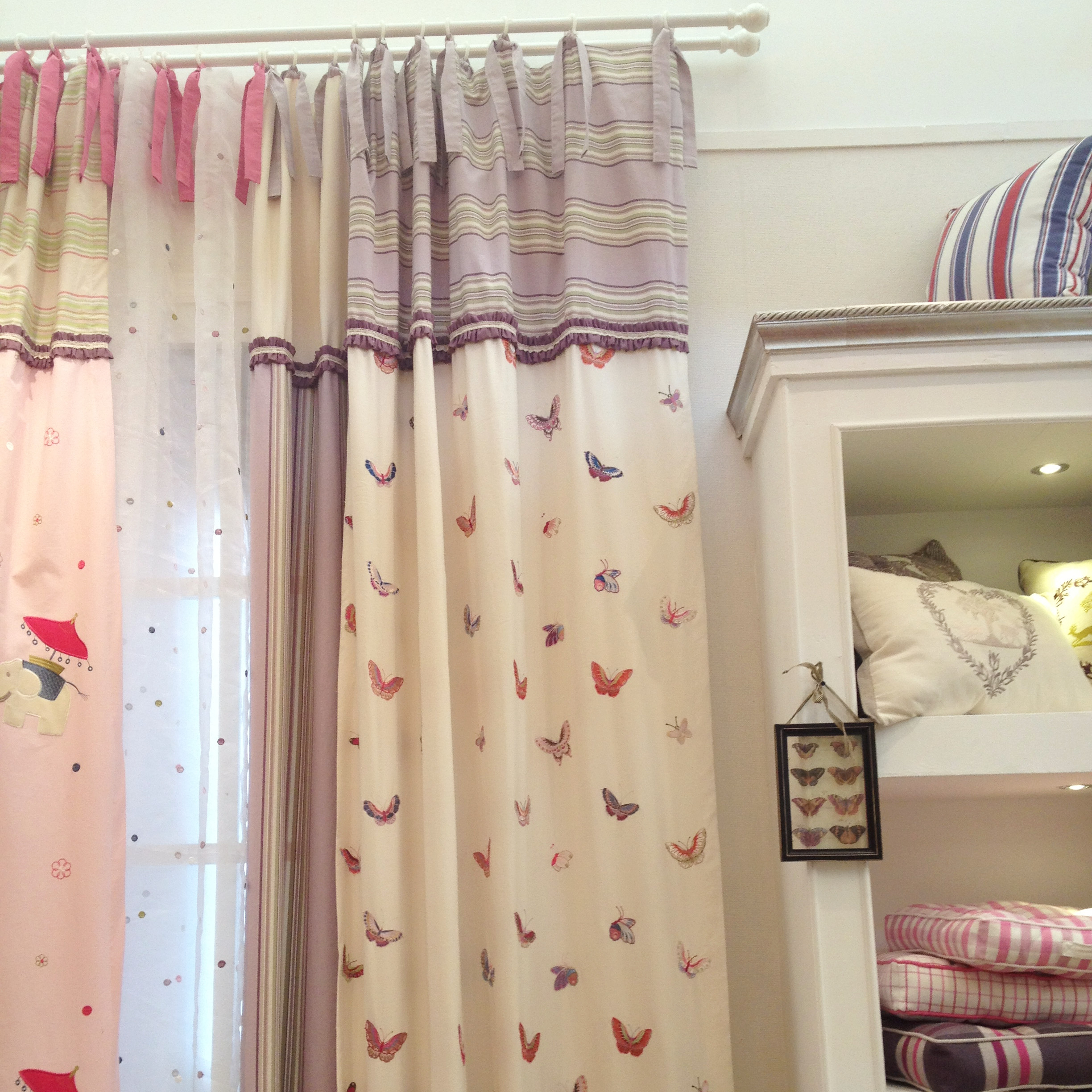 Fun butterfly Embroidery customized curtain finished product natural Cotton and hemp Children's Room curtain Princess wind girl Mosaic stylein the Home Fabric , Curtains and curtain accessories , Custom curtains category - from Buy2taobao.com to provide professional Taobao agent buy service