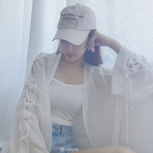 夏季韩版绑带上衣长袖防晒衣女白色，超火很仙，的宽松雪纺衫蕾丝衬衫