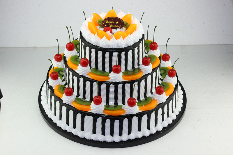 婚庆店庆蛋糕模型 塑胶蛋糕模型 假蛋糕生日蛋糕摆设三层水果蛋糕