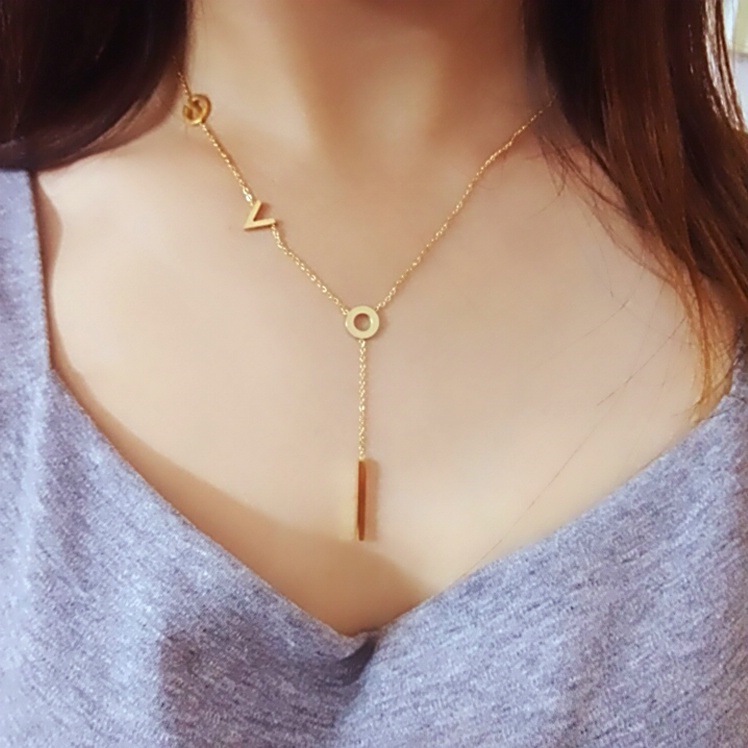 LOVE Pendant 18k Rose Gold the republic of korea temperament Necklace Versatile letter Simplicity Accessories fashion Clavicle chainin the Accessories/Fashion Jewelry, Necklace category - from Buy2taobao.com to provide professional Taobao agent buy service