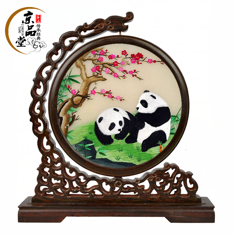 中国风特色手工艺品出国外事礼品送老外的礼物苏绣刺绣熊猫摆件在类目 特色手工艺, 地区民间特色手工艺, 刺绣中 - 来自Buy2taobao.com提供专业的淘宝代购服务