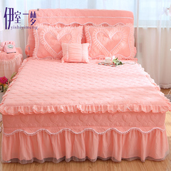 公主圆床床上用品 双层裙边圆床罩花边款被套