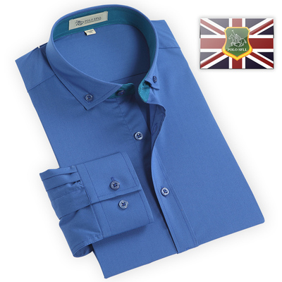 保罗圣夫罗兰秋季男士长袖衬衫修身韩版白色商务休闲正装男装衬衣