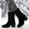 上下架计划:雪地靴女冬季女鞋短靴高跟粗跟女靴真皮磨砂毛线中筒靴女雪地靴子