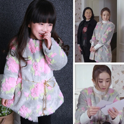 标题优化:童装女童冬装2014新款韩版童外套中小童儿童牡丹花大衣