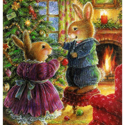 精准印花DMC十字绣卡通油画 温馨卧室 可爱兔子 彼得兔15